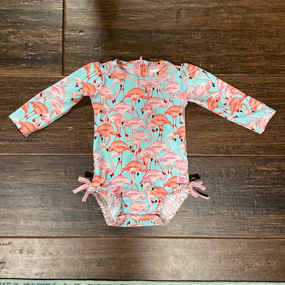 Ruffle Butts Flamingo Swim suit Sz 12-18mo